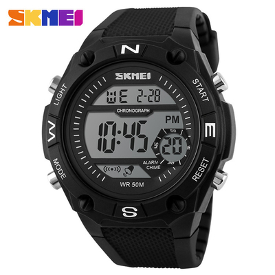 Strong Strap Red Digital Wrist Multifunction Sport Watch With Chrono Alarm