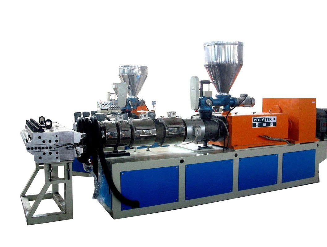 Auto Compact Plastic Extrusion Line Two Conical Screw Extruders For WPC